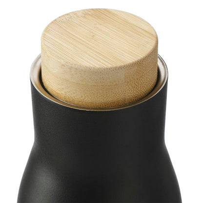 Front View of Black FSC 100% Bamboo Cap 17oz Shaco Copper Vac Bottle