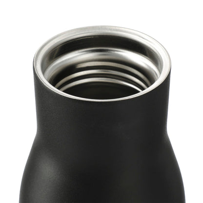 Front View of Black FSC 100% Bamboo Cap 17oz Shaco Copper Vac Bottle