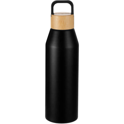 Front View of Black FSC® 100% Bamboo Lid Aspen 24 oz Recycled Bottle plain