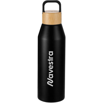 Front View of Black FSC® 100% Bamboo Lid Aspen 24 oz Recycled Bottle