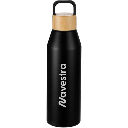 Front View of Black FSC® 100% Bamboo Lid Aspen 24 oz Recycled Bottle