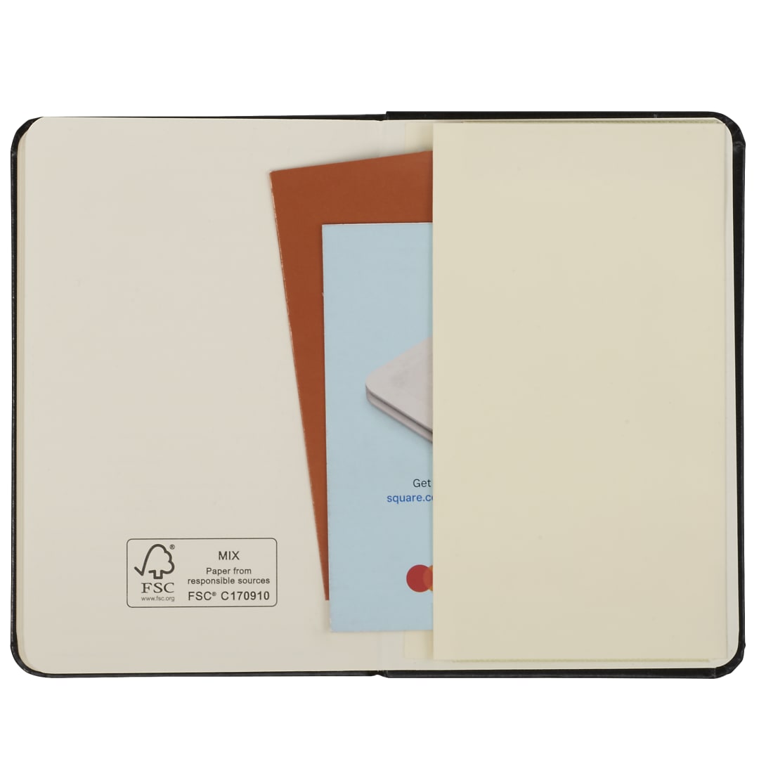 Front View of Black FSC® Mix 3.5" x 5" Ambassador Pocket Bound Journal