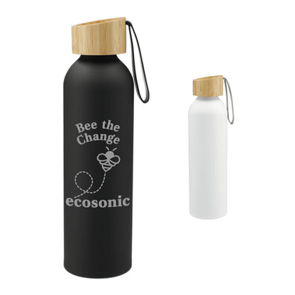 Front View of Black FSC®100% Bamboo lid Ryze 22oz Aluminum Bottle