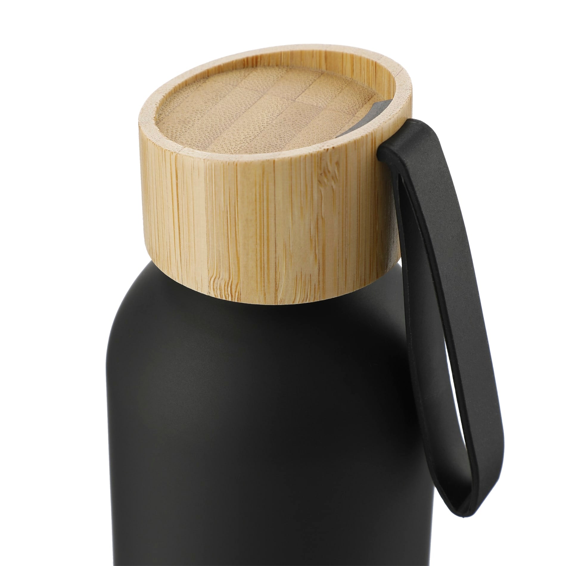 Front View of Black FSC®100% Bamboo lid Ryze 22oz Aluminum Bottle