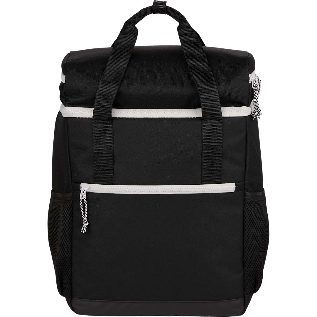 Front View of Black Glacial RPET Backpack Cooler plain