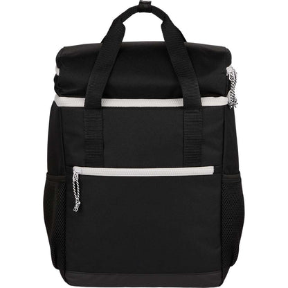 Front View of Black Glacial RPET Backpack Cooler plain