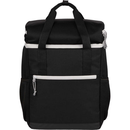 Front View of Black Glacial RPET Backpack Cooler plain