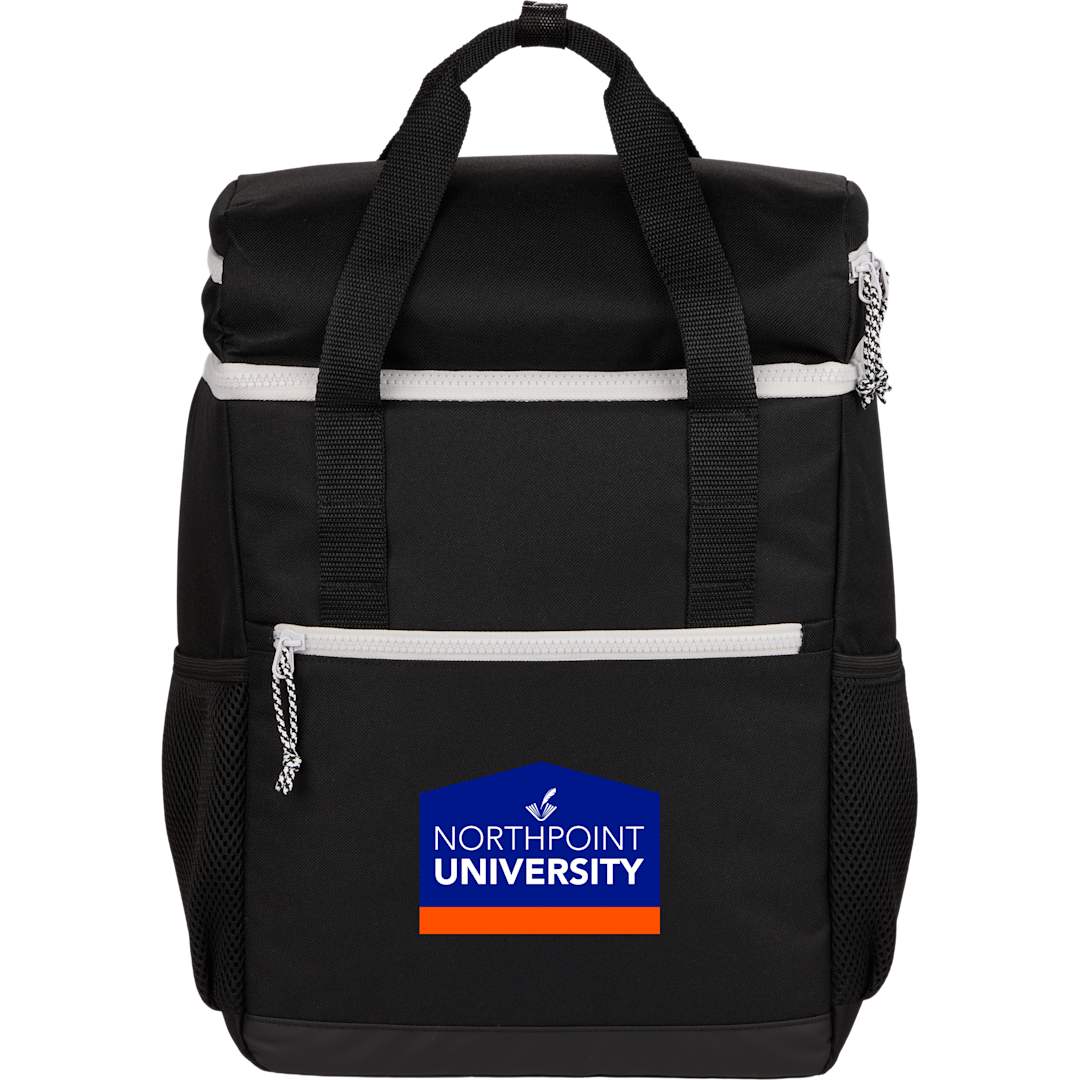 Front View of Black Glacial RPET Backpack Cooler