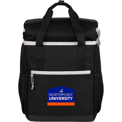 Front View of Black Glacial RPET Backpack Cooler