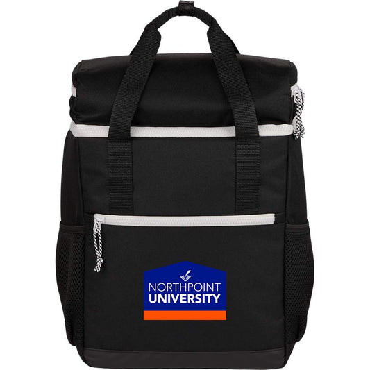 Front View of Black Glacial RPET Backpack Cooler
