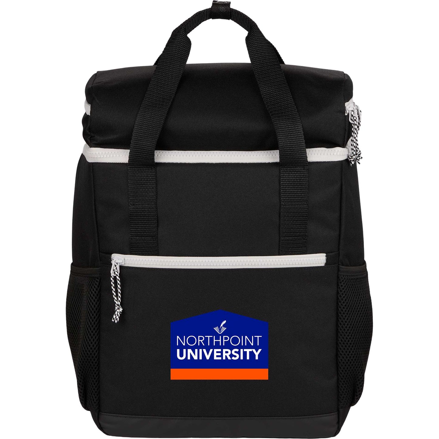 Front View of Black Glacial RPET Backpack Cooler