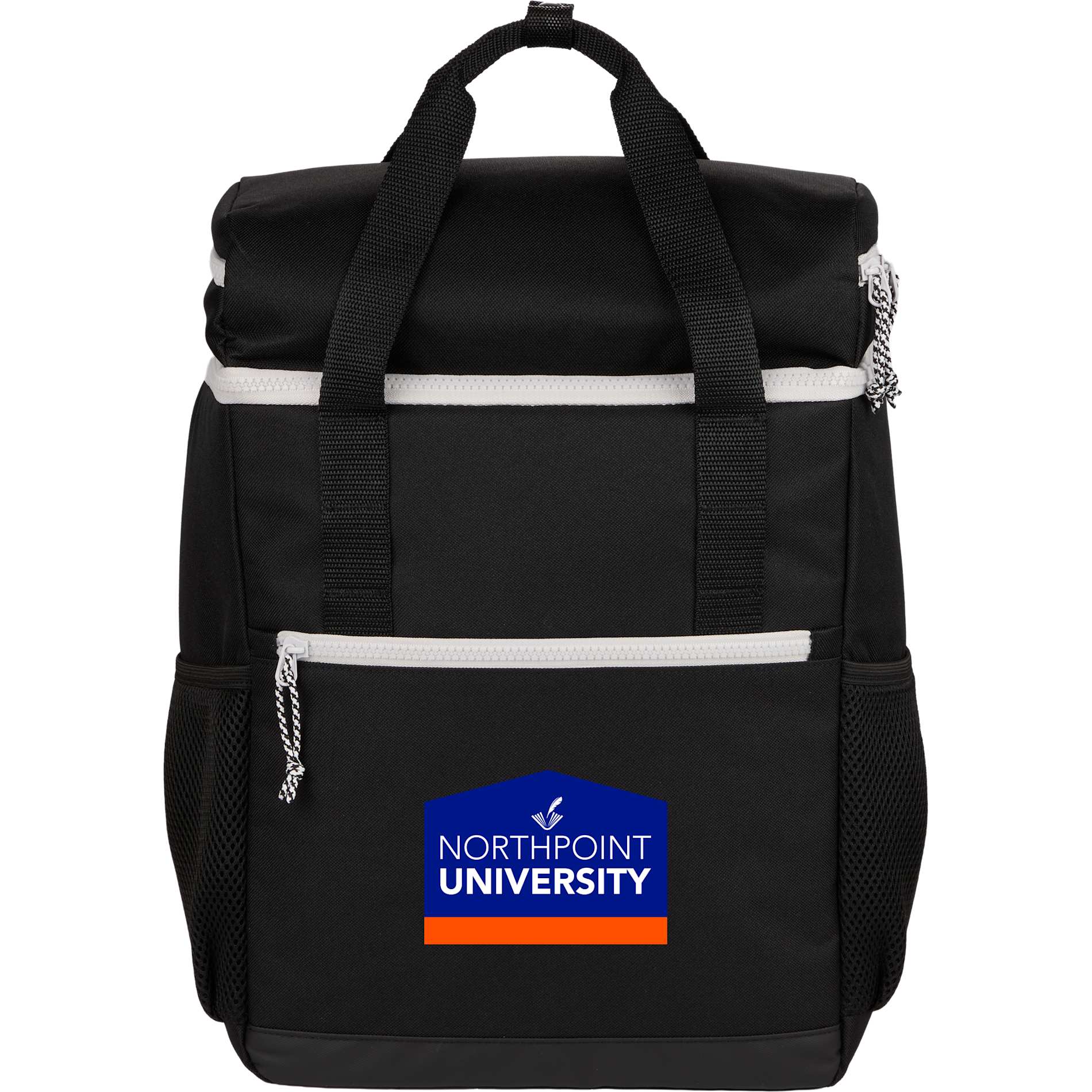 Front View of Black Glacial RPET Backpack Cooler