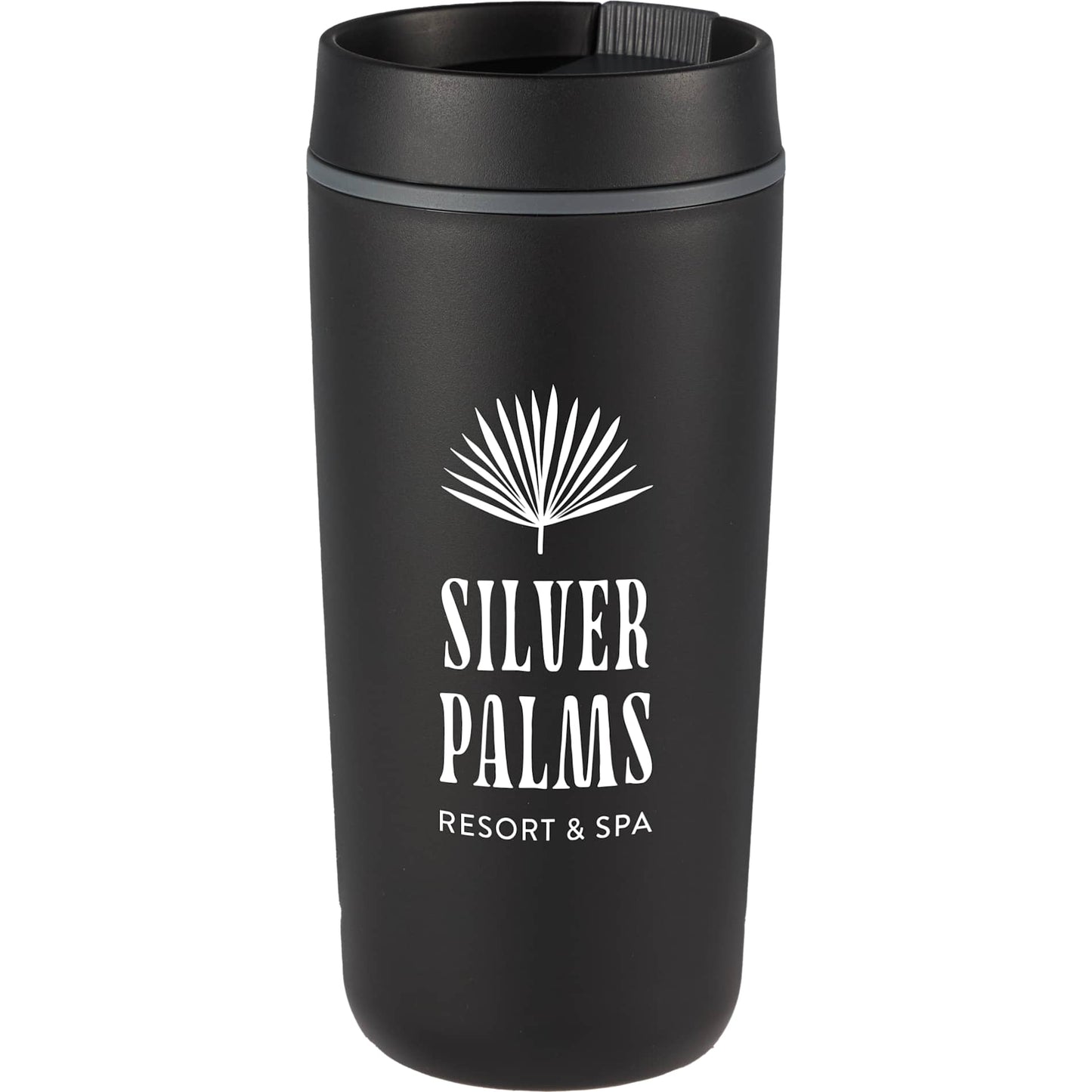 Front View of Black Grande 16oz Recycled Tumbler