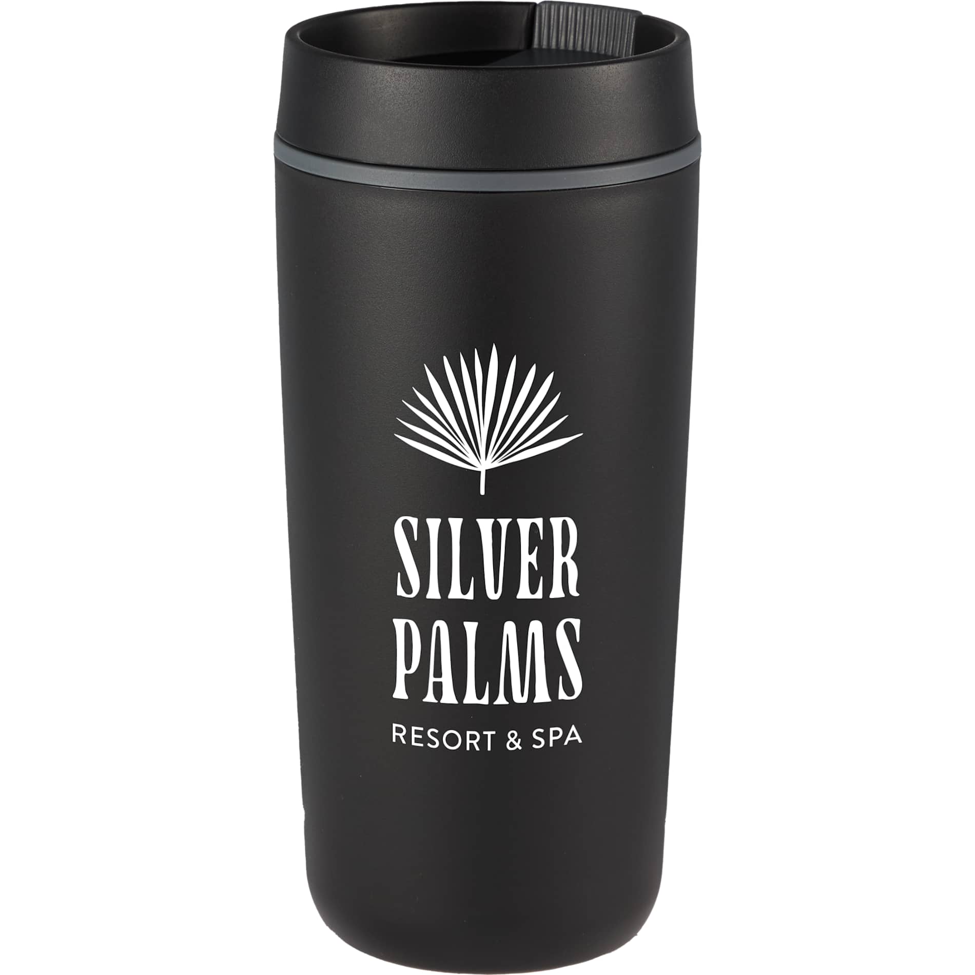 Front View of Black Grande 16oz Recycled Tumbler