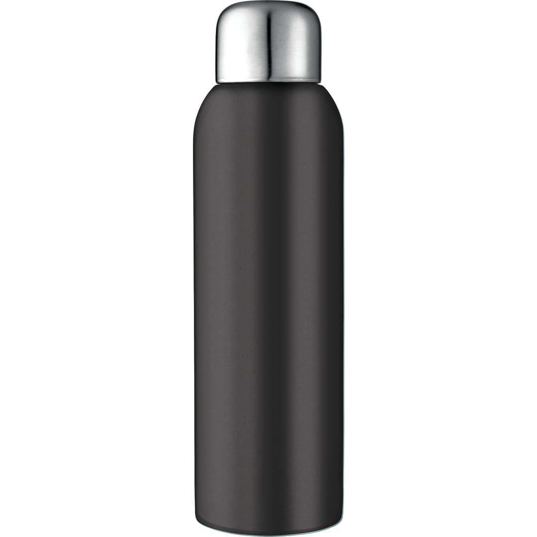 Front View of Black Guzzle 28oz Stainless Sports Bottle plain