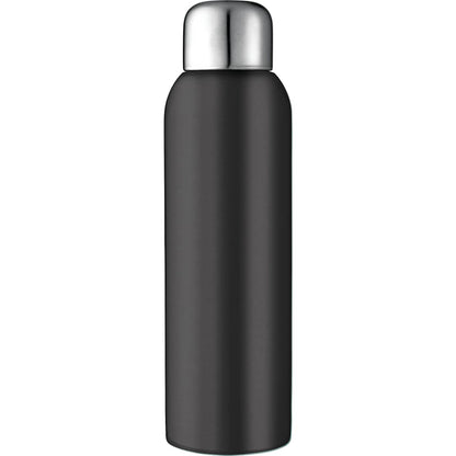 Front View of Black Guzzle 28oz Stainless Sports Bottle plain