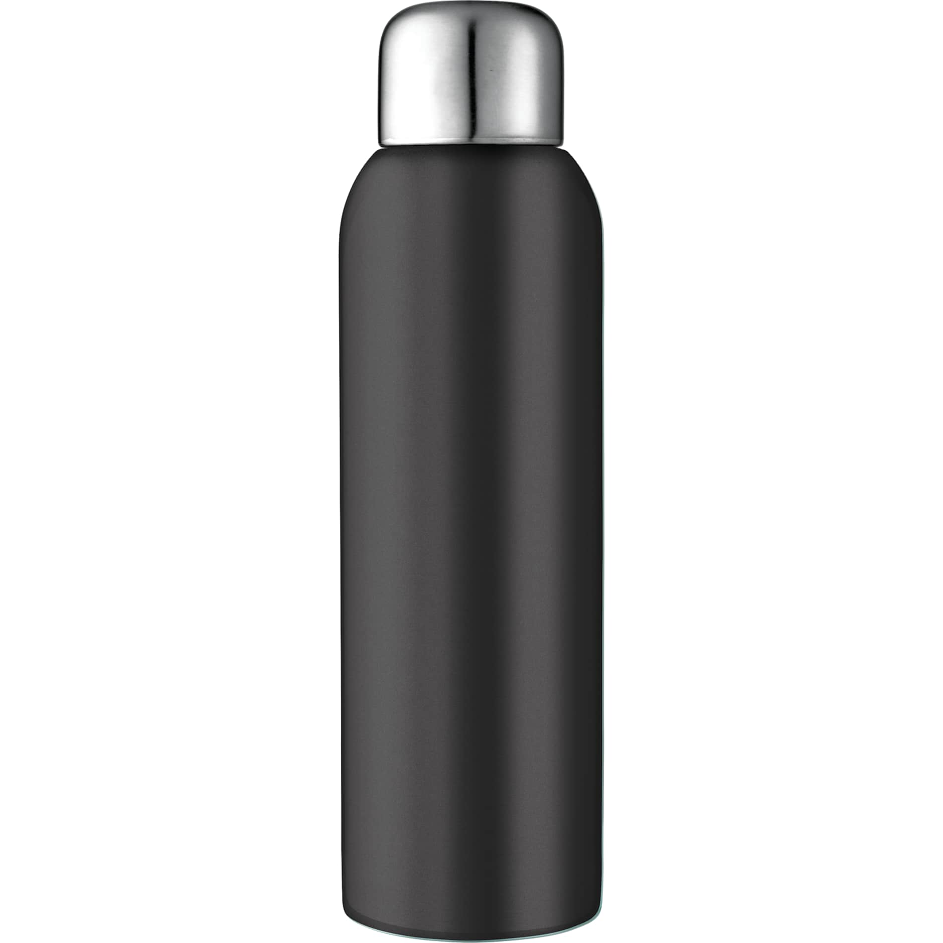 Front View of Black Guzzle 28oz Stainless Sports Bottle plain
