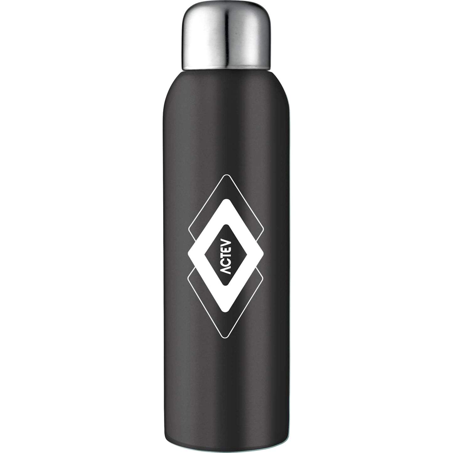 Front View of Black Guzzle 28oz Stainless Sports Bottle