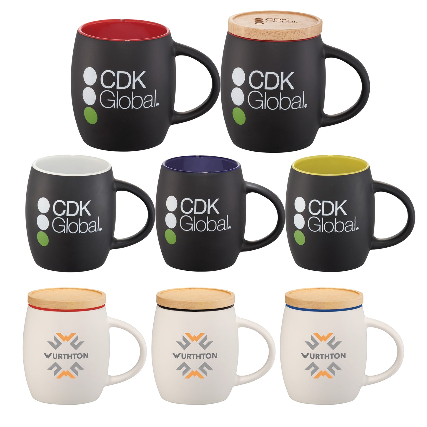 Front View of Black Hearth Ceramic Mug FSC®100% Wood Lid/Coaster 15oz