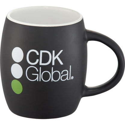 Front View of Black Hearth Ceramic Mug FSC®100% Wood Lid/Coaster 15oz