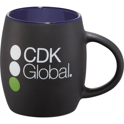 Front View of Black Hearth Ceramic Mug FSC®100% Wood Lid/Coaster 15oz