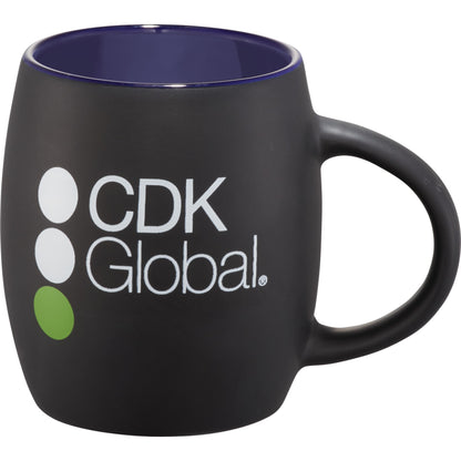 Front View of Black Hearth Ceramic Mug FSC®100% Wood Lid/Coaster 15oz