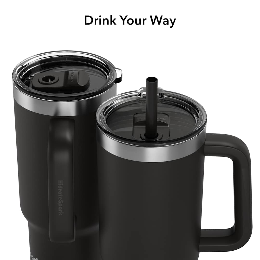 Front View of Black HidrateSpark Pro 2 Tumbler 30oz
