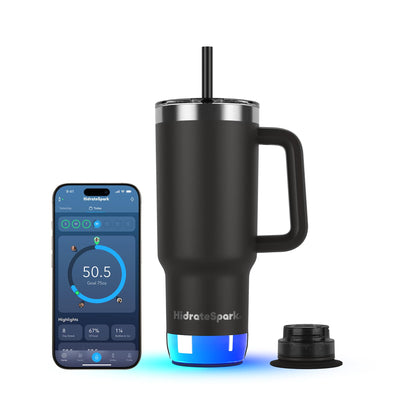 Front View of Black HidrateSpark Pro 2 Tumbler 30oz