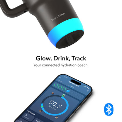 Front View of Black HidrateSpark Pro 2 Tumbler 30oz