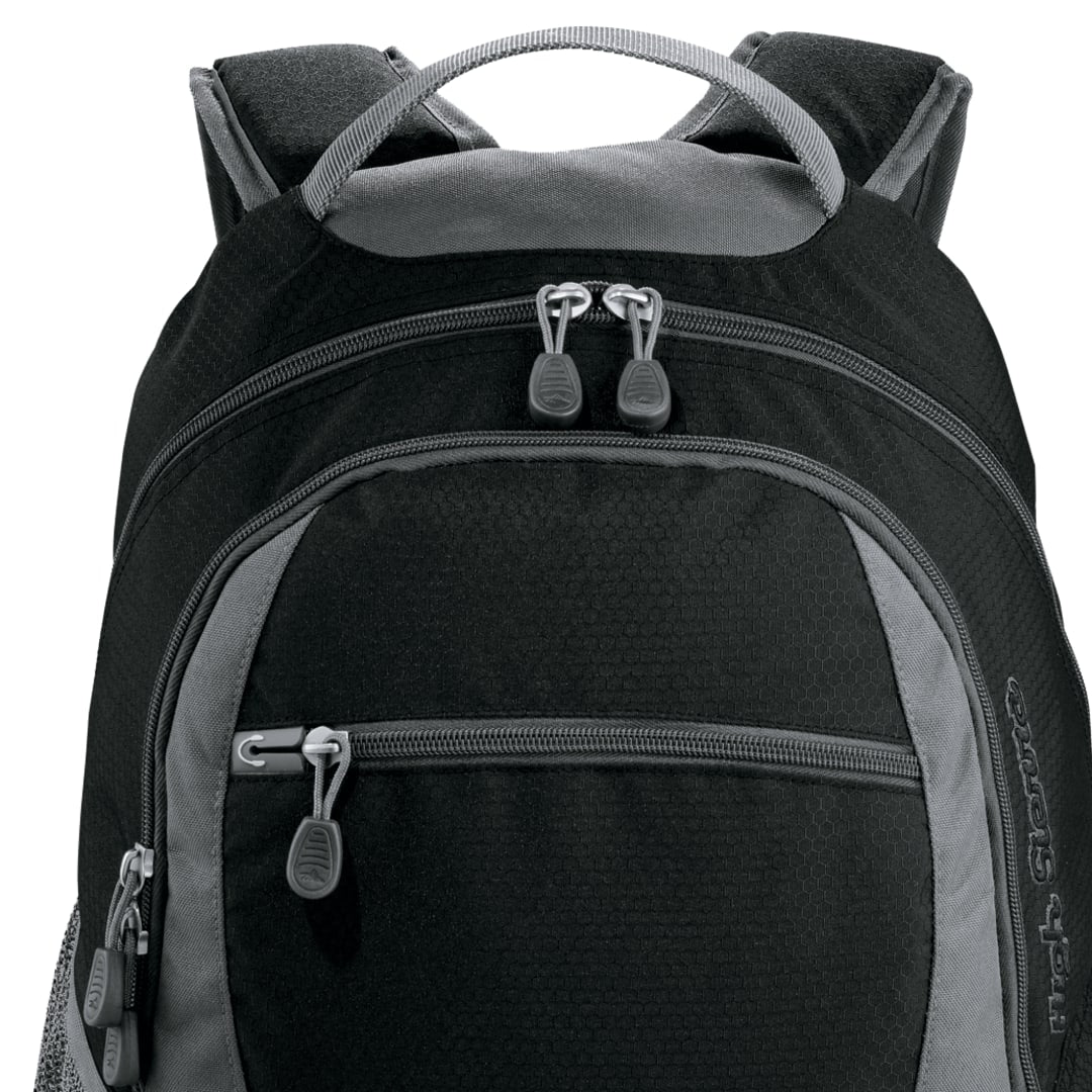 Front View of Black High Sierra Curve Backpack plain