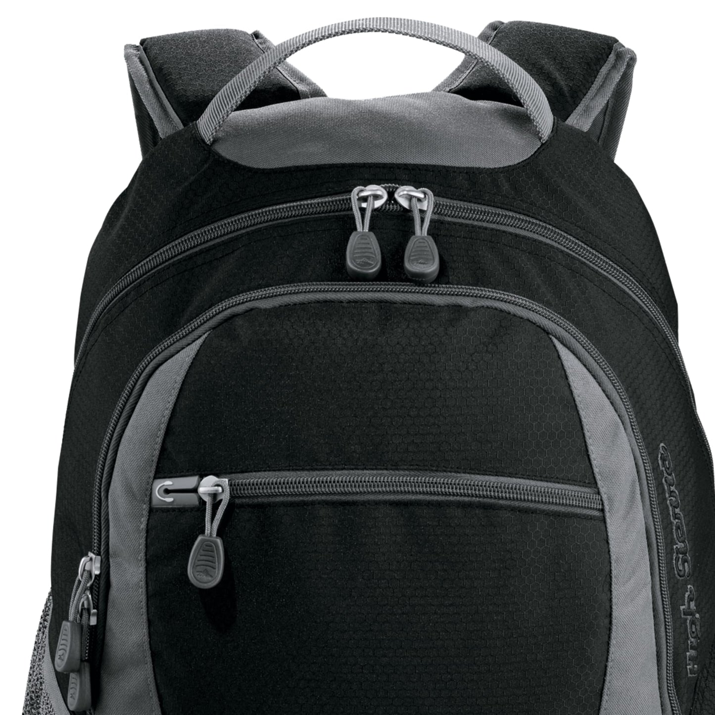 Front View of Black High Sierra Curve Backpack plain