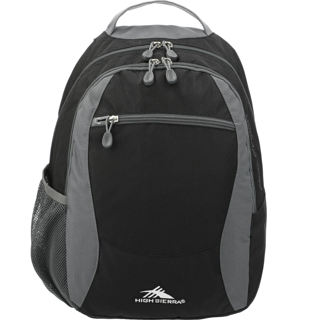 Front View of Black High Sierra Curve Backpack plain