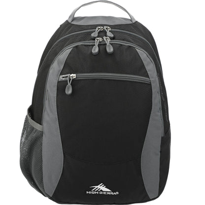 Front View of Black High Sierra Curve Backpack plain