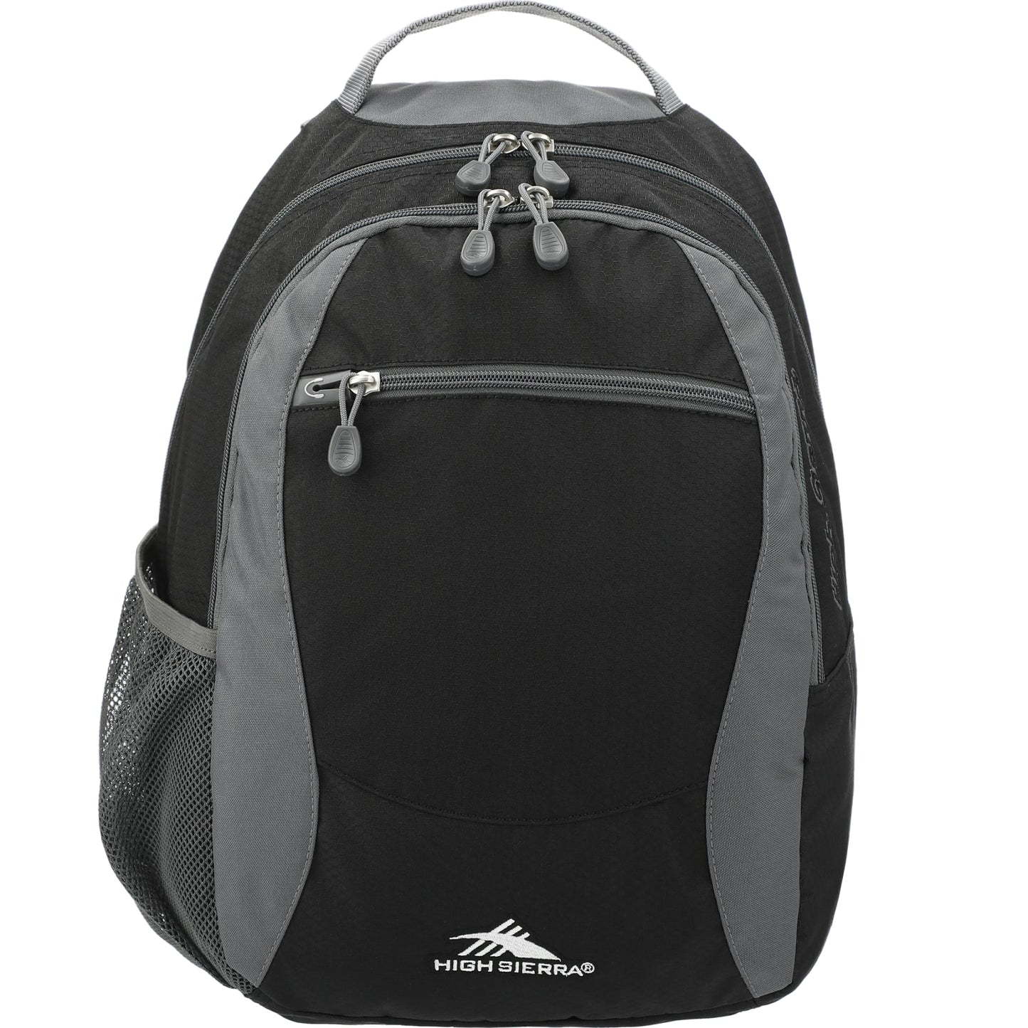 Front View of Black High Sierra Curve Backpack plain