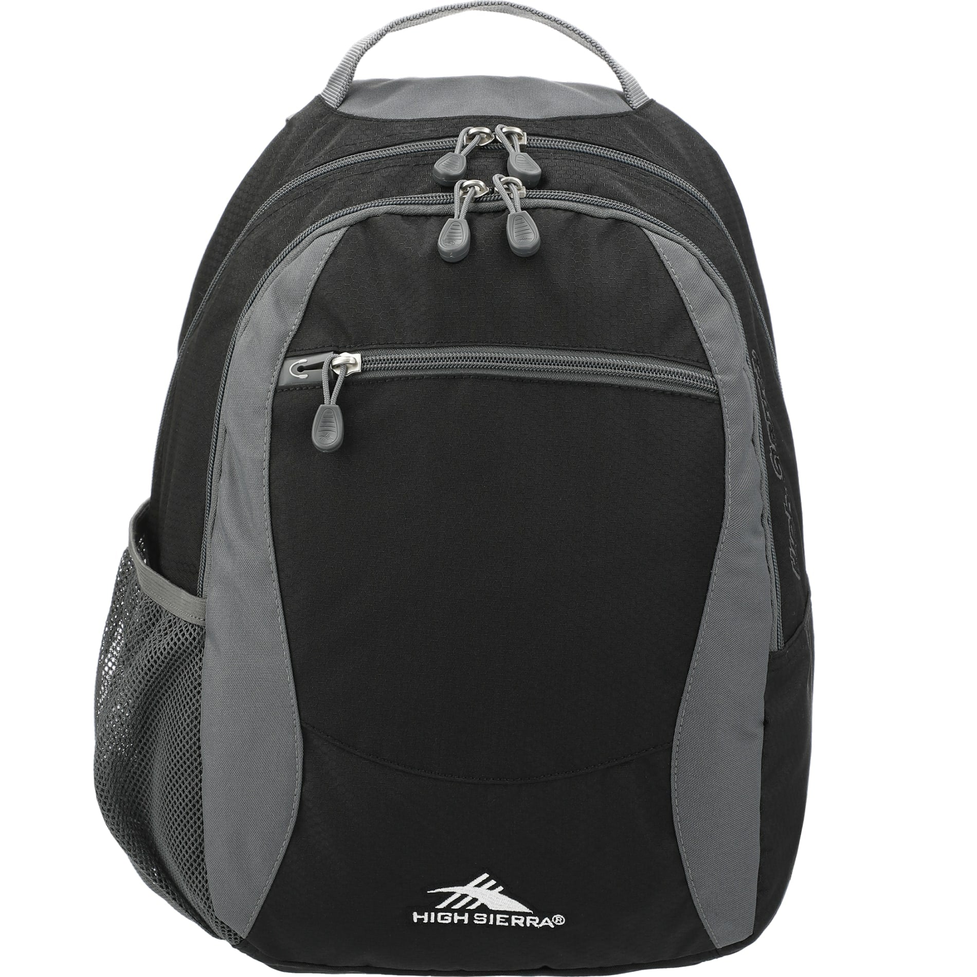 Front View of Black High Sierra Curve Backpack plain