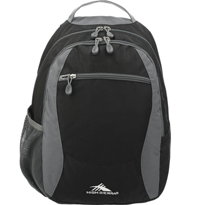 Front View of Black High Sierra Curve Backpack plain