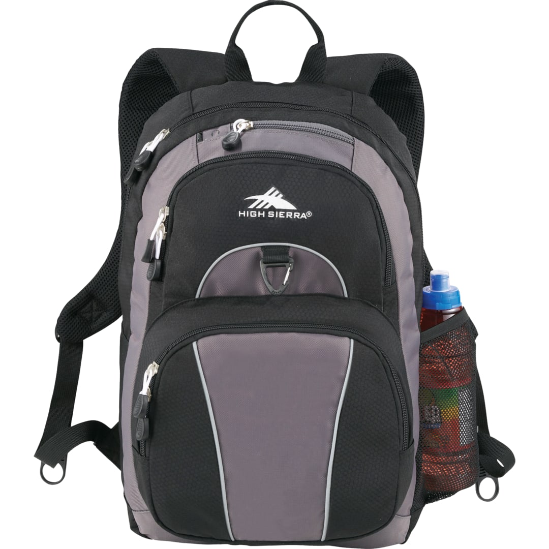 Front View of Black High Sierra Enzo Backpack plain