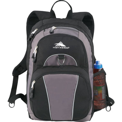 Front View of Black High Sierra Enzo Backpack plain