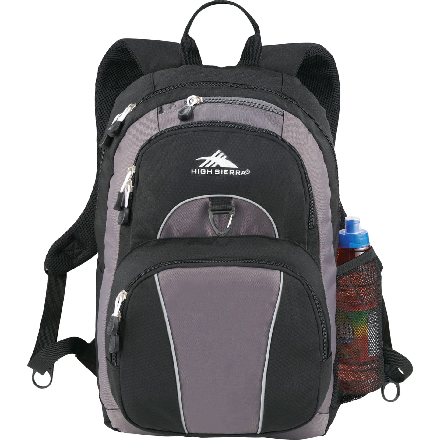 Front View of Black High Sierra Enzo Backpack plain
