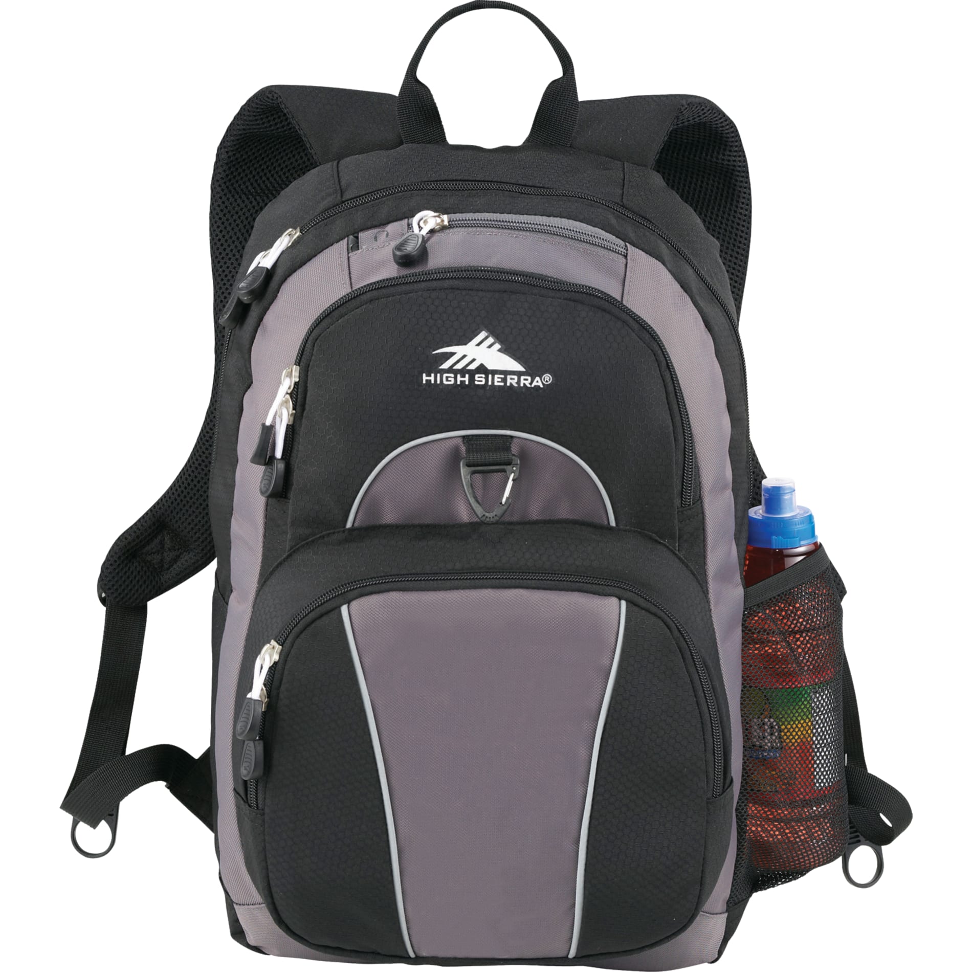 Front View of Black High Sierra Enzo Backpack plain