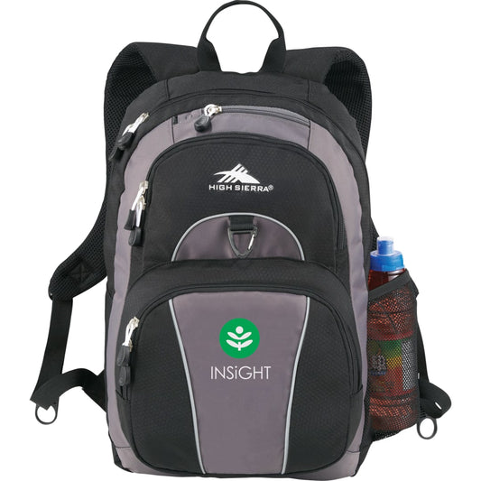 Front View of Black High Sierra Enzo Backpack