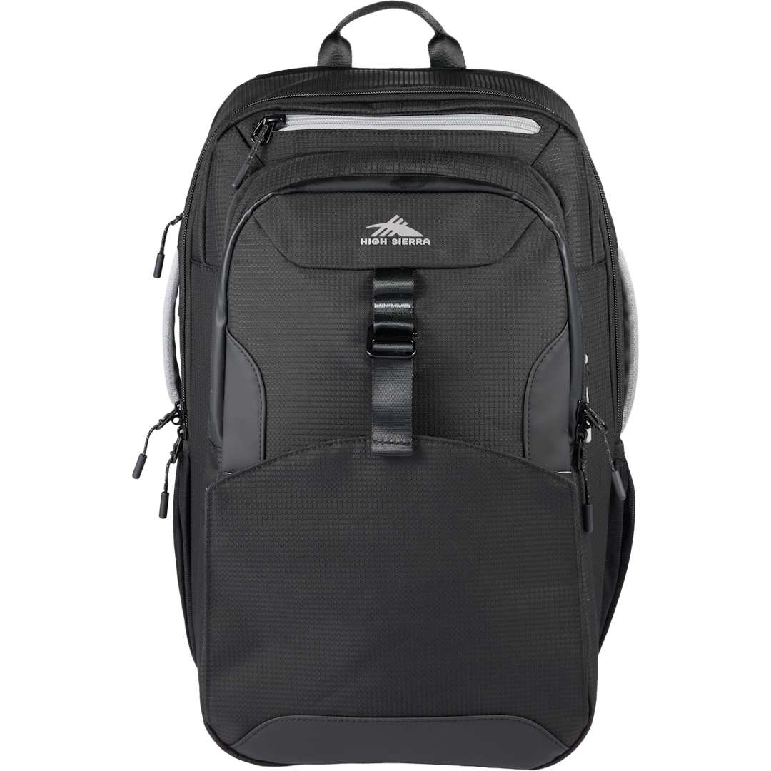 Front View of Black High Sierra Hi-Life 3 in 1 Backpack plain