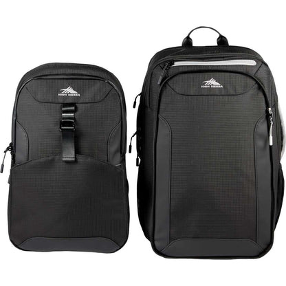 Front View of Black High Sierra Hi-Life 3 in 1 Backpack plain