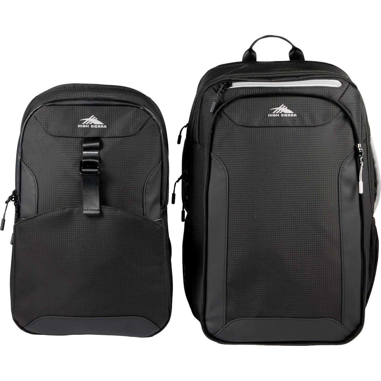 Front View of Black High Sierra Hi-Life 3 in 1 Backpack plain