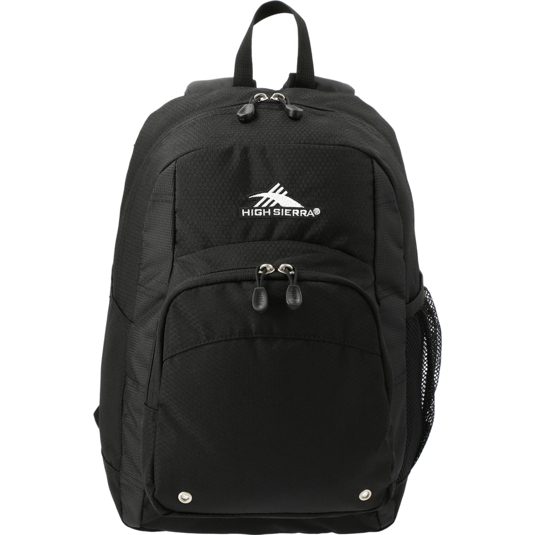 Front View of Black High Sierra Impact Backpack plain