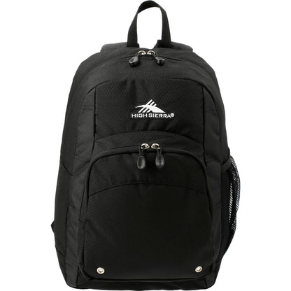 Front View of Black High Sierra Impact Backpack plain