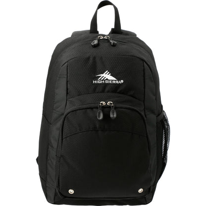 Front View of Black High Sierra Impact Backpack plain