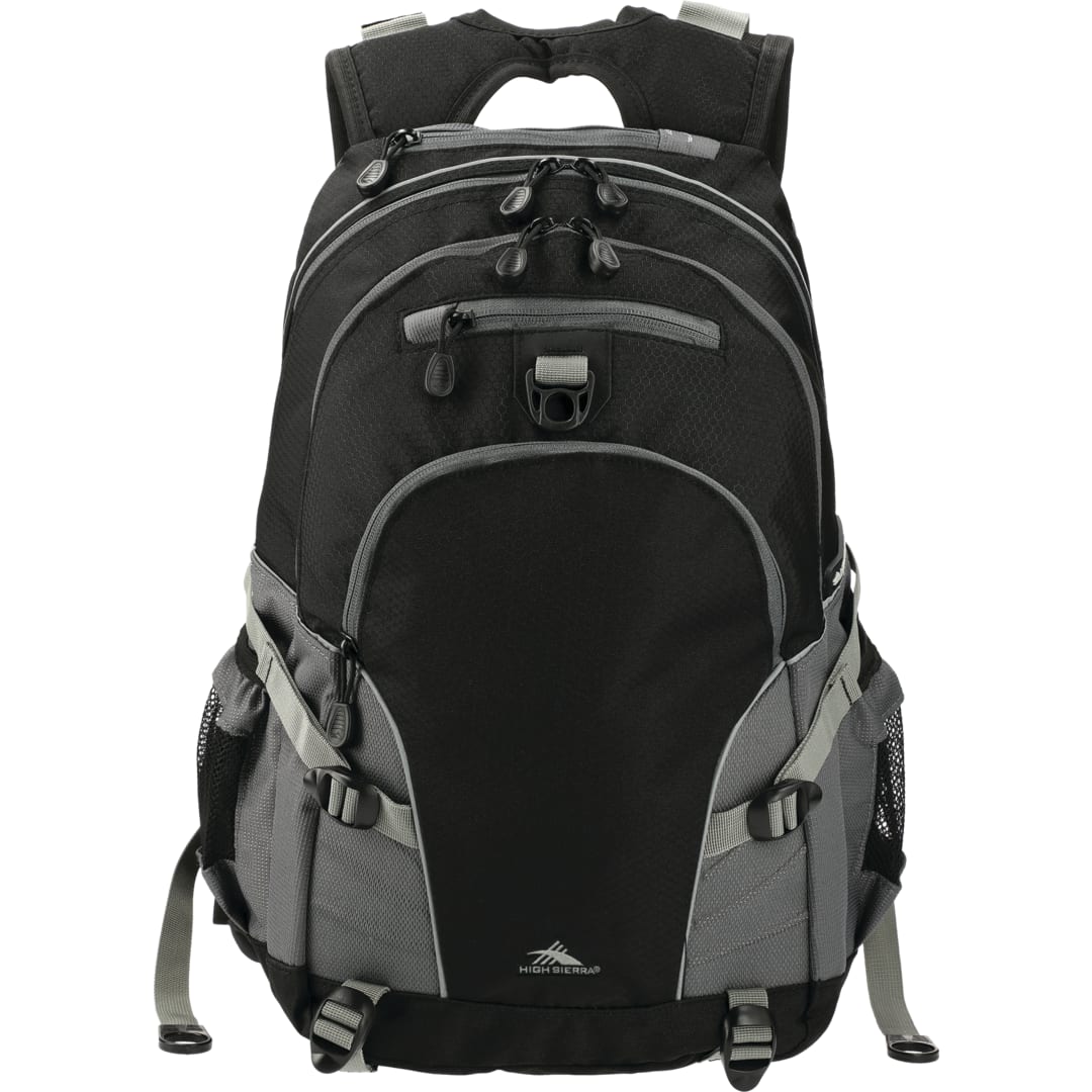 Front View of Black High Sierra Loop Backpack plain