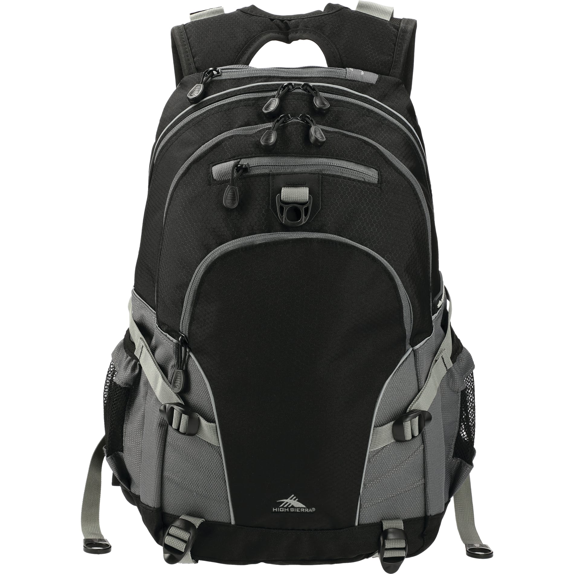 Front View of Black High Sierra Loop Backpack plain