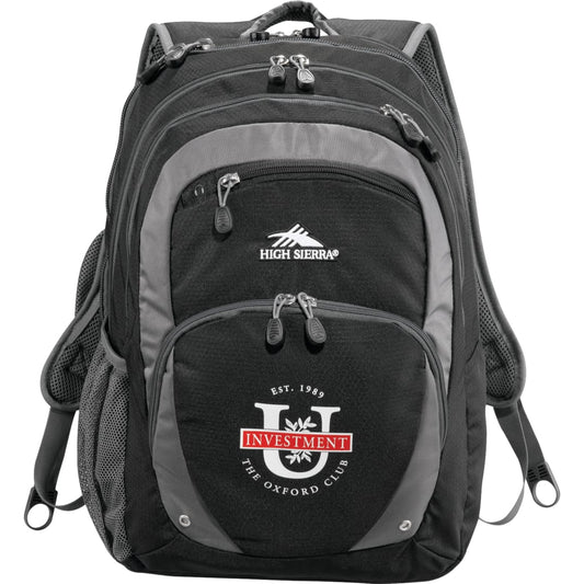 Front View of Black High Sierra Overtime Fly-By 17" Computer Backpack